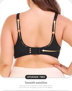 Reggiseno sportivo taglie forti senza ferro con chiusura posteriore, intimo comodo e di supporto.