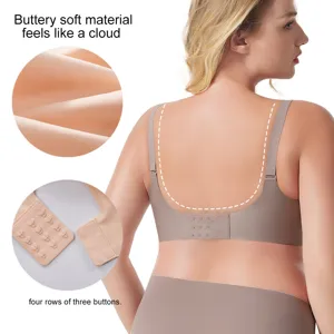 Reggiseno senza cuciture taglie forti comodo chiusura posteriore intimo femminile top