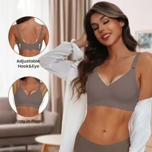Seamless push-up bra and panty set with soft support and adjustable hook-and-eye closure.