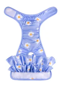 Pantalon sanitaire pour animal de compagnie à motif marguerite avec volants et velcro.