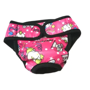 Large Dog Physiological Pants Cute Cartoon Print Cotton Sanitary Pants Breathable Adjustable Diaper Pants For Female Dogs Pet Supplies