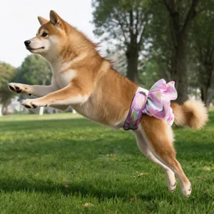 Cute dog physiological pants with pink tie-dye ruffle skirt, breathable pet diaper for female dogs.