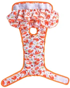 Cute fox print female dog diaper physiological pants for pets breathable leakproof underwear.