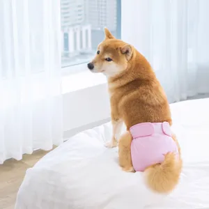 Washable female dog physiological pants, pink leakproof pet sanitary diapers for dogs.