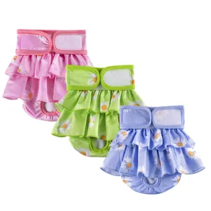 Pantalon Physiologique pour Animal Pâquerette Floral Chien Sanitaire Pantalones Robe Princesse Couche Respirante Chiot