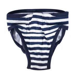 Comfortabele blauw wit gestreepte honden sanitaire broek ademend katoen huisdier fysiologische broek