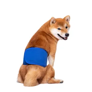 Comfortable male dog belly band breathable pet diaper wrap blue adjustable incontinence