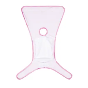Washable breathable mesh dog sanitary pants with tail hole, pink pet diaper for female dogs.