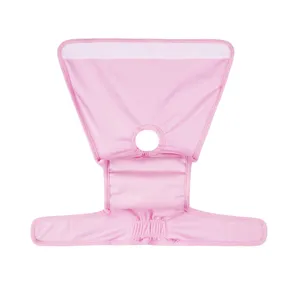 Closeup detail of pink washable dog diaper, breathable pet physiological pants with tail hole.