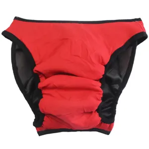 Mutandine fisiologiche rosse e nere per cani grandi, pantaloncini igienici impermeabili.
