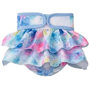 Dog Sanitary Pants Pet Physiological Diaper Skirt Cute Ruffle Hem Adjustable Breathable Dog Diaper Female Dogs