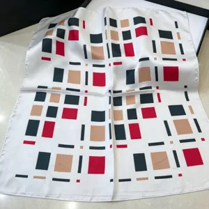 French old money geometric square silk scarf elegant neckerchief for women stylish accessory