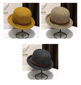 Women wool fedora hat autumn winter elegant dome hat with brown belt French style detail