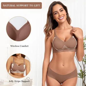Wireless seamless bra set for women, butter-soft comfort and natural lift support daily wear.