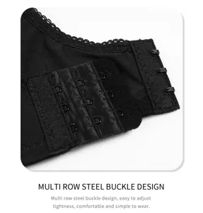Dettaglio posteriore reggiseno sportivo senza ferretto, chiusura a gancio multi-fila comoda.
