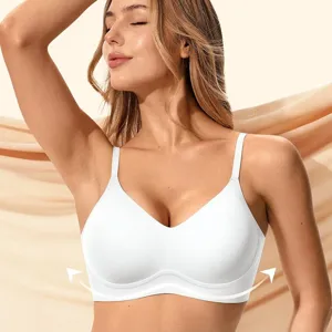 Comfortable women seamless wireless jelly bra push up t-shirt bra with support white