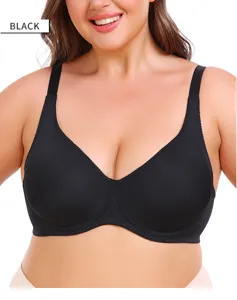 Reggiseno sportivo nero senza ferro taglie forti da donna, comodo per tutti i giorni.