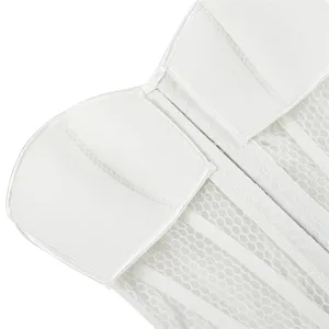Close-up detail of white breathable mesh corset bra cup lining and structure, summer shapewear.