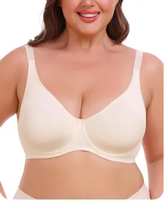 Reggiseno senza ferretto taglie forti vista dettagliata, beige comodo, lingerie morbida.