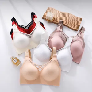 Reggiseno senza cuciture spalline larghe comfort lingerie sottile colori multipli