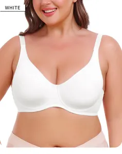 Reggiseno sportivo bianco senza ferretto taglie forti, comodo design a gilet per tutti i giorni.