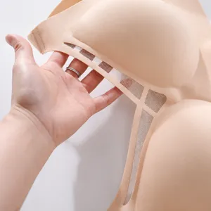 Reggiseno donna senza cuciture taglie forti con rete traspirante e spalline larghe.