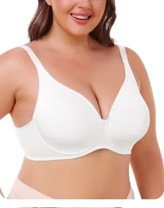 Comodo reggiseno bianco taglia comoda senza ferretto, offre un eccellente supporto quotidiano.