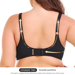 Reggiseno sportivo senza ferro taglie forti, vista posteriore con supporto confortevole.