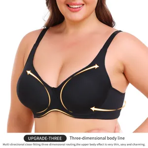 Reggiseno nero senza ferro taglie forti comodo sostegno lingerie donna quotidiana