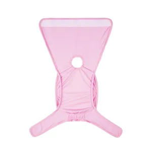 Pink washable female dog sanitary pants with tail hole, breathable pet diaper underwear.
