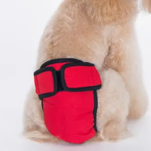 Main product image of red dog physiological pants with secure velcro straps for large pets.