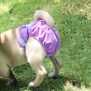 Comfortabele paarse waterdichte honden sanitaire broek voor huisdieren, ademende katoenen luier.