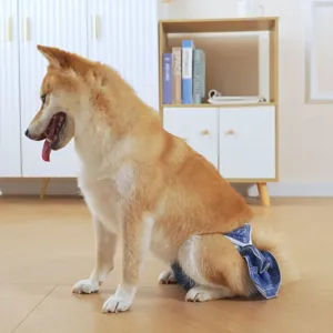 Gedetailleerde opname van hond met spijkerbroek fysiologische broek, praktisch ontwerp.