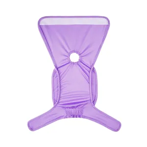 Detail view of washable pet sanitary pants for dogs, featuring breathable purple fabric and tail hole.