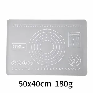 Silicone kneading mat with measurements and conversion table, non-slip baking pastry mat.