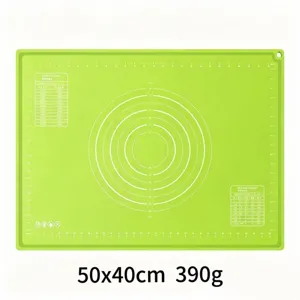 Food-grade silicone pastry baking mat with measurement markings and conversion chart 50x40cm