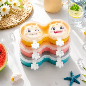 Silicone ice cream mold cartoon DIY popsicle maker cute kids homemade pudding jelly box set