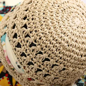 Chapeau de paille d'été femme plage protection solaire large bord tissé loisirs vacances