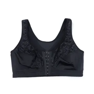 Soutien-gorge noir en dentelle grande taille, bonnet sans armatures confortable.