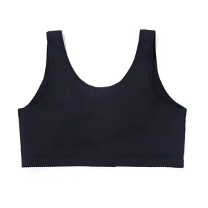 Soutien-gorge noir sans armatures vue détaillée, design confortable et sans coutures.