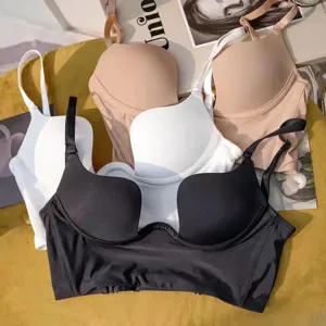 Women Sexy U-Shaped Backless Bra Deep V Push Up Seamless Polyamide Lingerie Soft Underwire Plus Size Brassiere For Backless Dresses