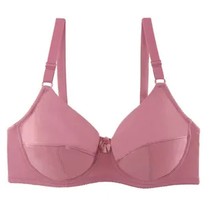 Plus size smooth wireless bra for women, comfortable daily support pink underwear detail