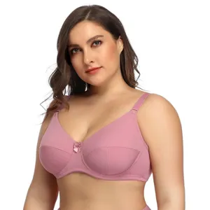Comfortable plus size pink smooth bra for women, supportive undergarment with clean fit.