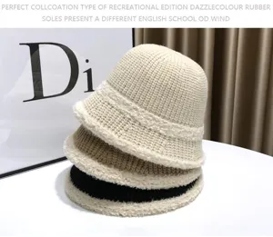 Cozy plush bucket hat for women, thick warm winter basin hat, soft fleece casual sun hat.