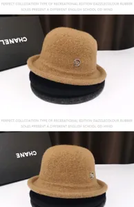 Women wool bucket hat retro solid color knitted cloche hat autumn winter warm fashion cloche