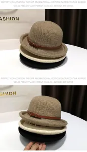 Classic women's wool bowler hat with thin belt detail, elegant autumn and winter dome hat.
