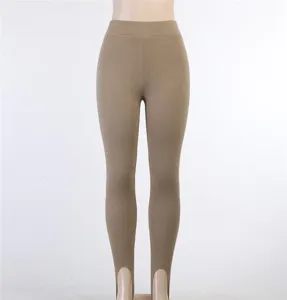 Damen gerippte Stiefelhosen einfarbig Freizeit Slim Fit bequeme aktive Sport Leggings