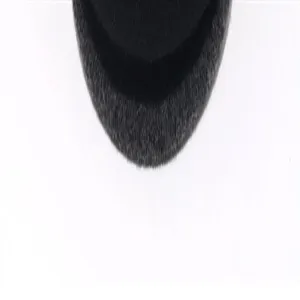 Black wool hat fabric detail close up view, soft texture winter fashion headwear accessory.