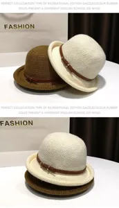 Close-up of retro wool bowler hat with belt detail, elegant dome design for autumn and winter.