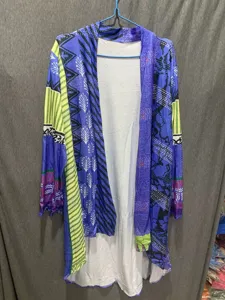 Western style loose casual printed long cardigan for women, comfortable daily wear item.